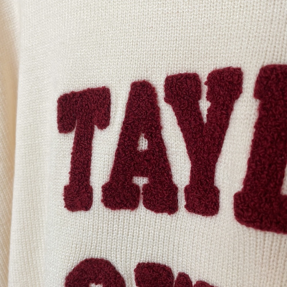 New Red Taylor Swift Stripe Varsity Style Knit Sw… - image 2